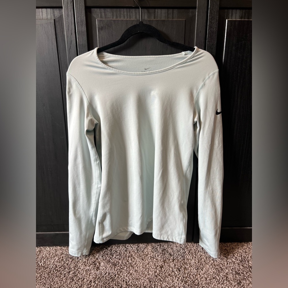 Nike Light Teal Fitted Long Sleeve Tee